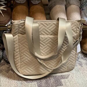 IHKWIP TAKE IT ON TOTE qvc bag with strap new quilted beige tan